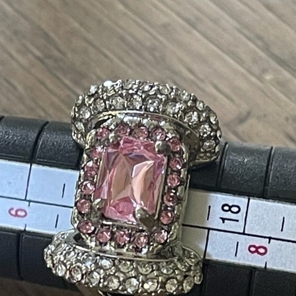 PINK & WHITE Sapphire STERLING SILVER RING 7 - Picture 10 of 10